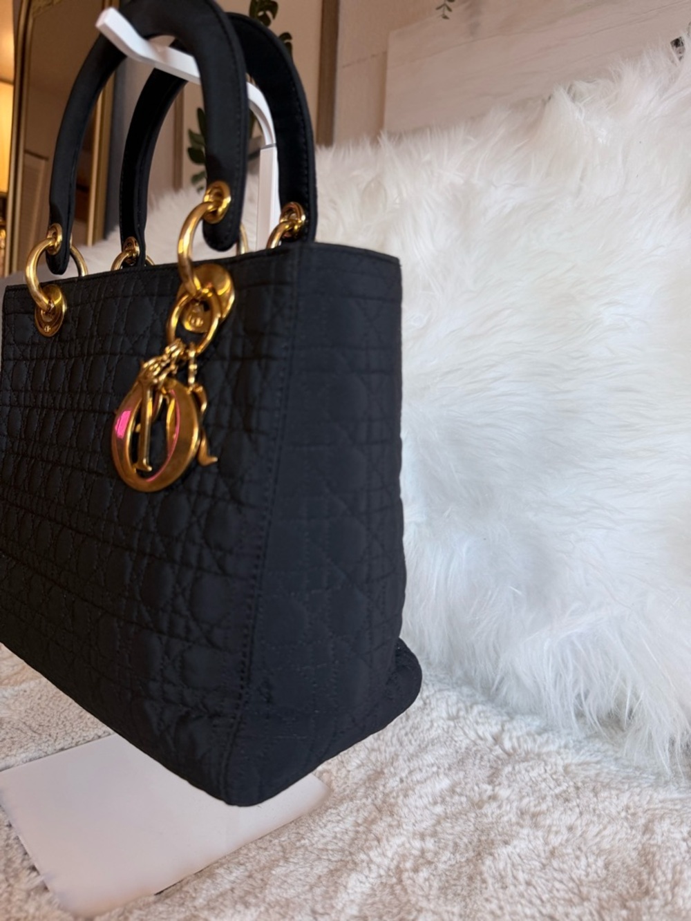 Dior Black Quilted Lady Dior Satchel with Gold Hardware Charms - Picture 8 of 14